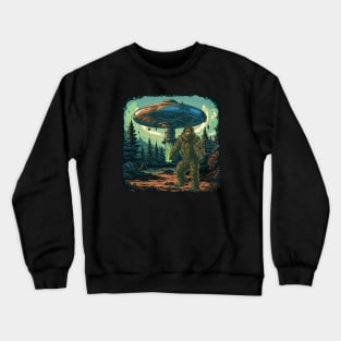 Bigfoot and UFO Flying Saucer Crewneck Sweatshirt